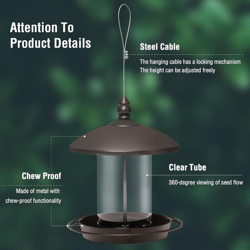 Youvip Metal Roof Bird Feeder - Chew Proof for Outdoor Hanging Wild Bird Seeds. Bronze - Image 2